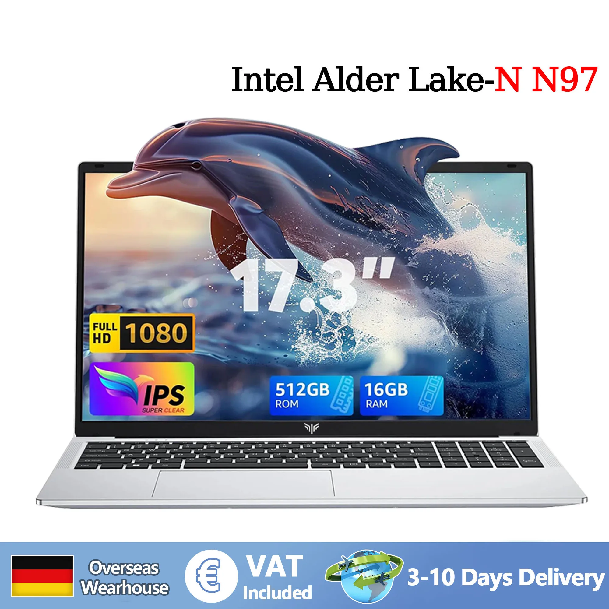 ACEMAGIC AX17 17.3 pouces ordinateur portable Intel N97 16GB RAM 512GB SSD Windows 11 Pro ordinateur portable Wifi 6 BT5.2 6000Mah batterie