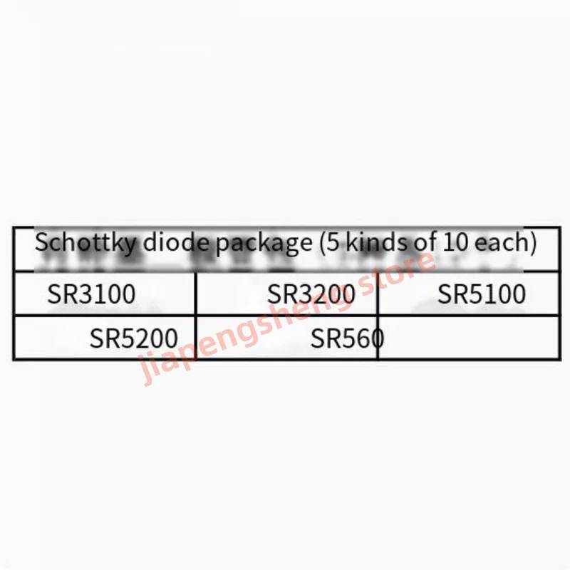 Schottky diode package SR3100 SR3200 SR560 SR5100 SR5200 sample 5 kinds, a total of 50