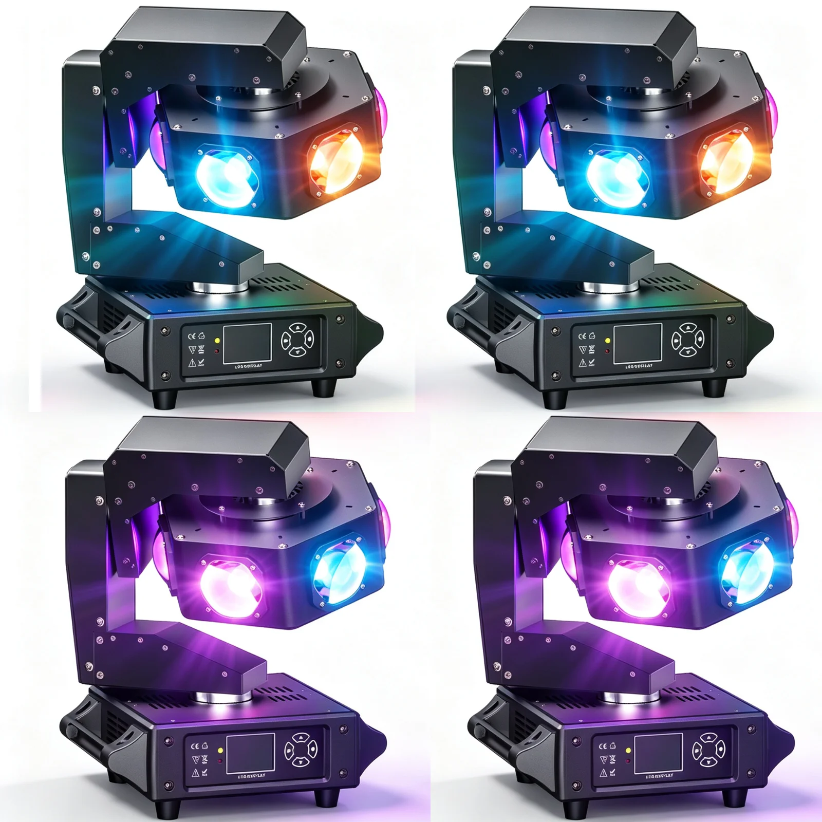 Yiflamefly 4 Stück 300W Beam Moving Head Lichter RGBW 6LED 360 ° Rotationsbühnenlicht DMX512 14/16CH DJ-Licht für Disco, Hochzeit, Party, Show