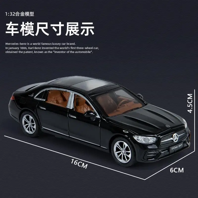 1/32 Mercedes-Benz E300L Toy Car Model Diecast Alloy Metal Miniature Sound & Light Pull Back 1:32 Collection Gift For Boy Kid