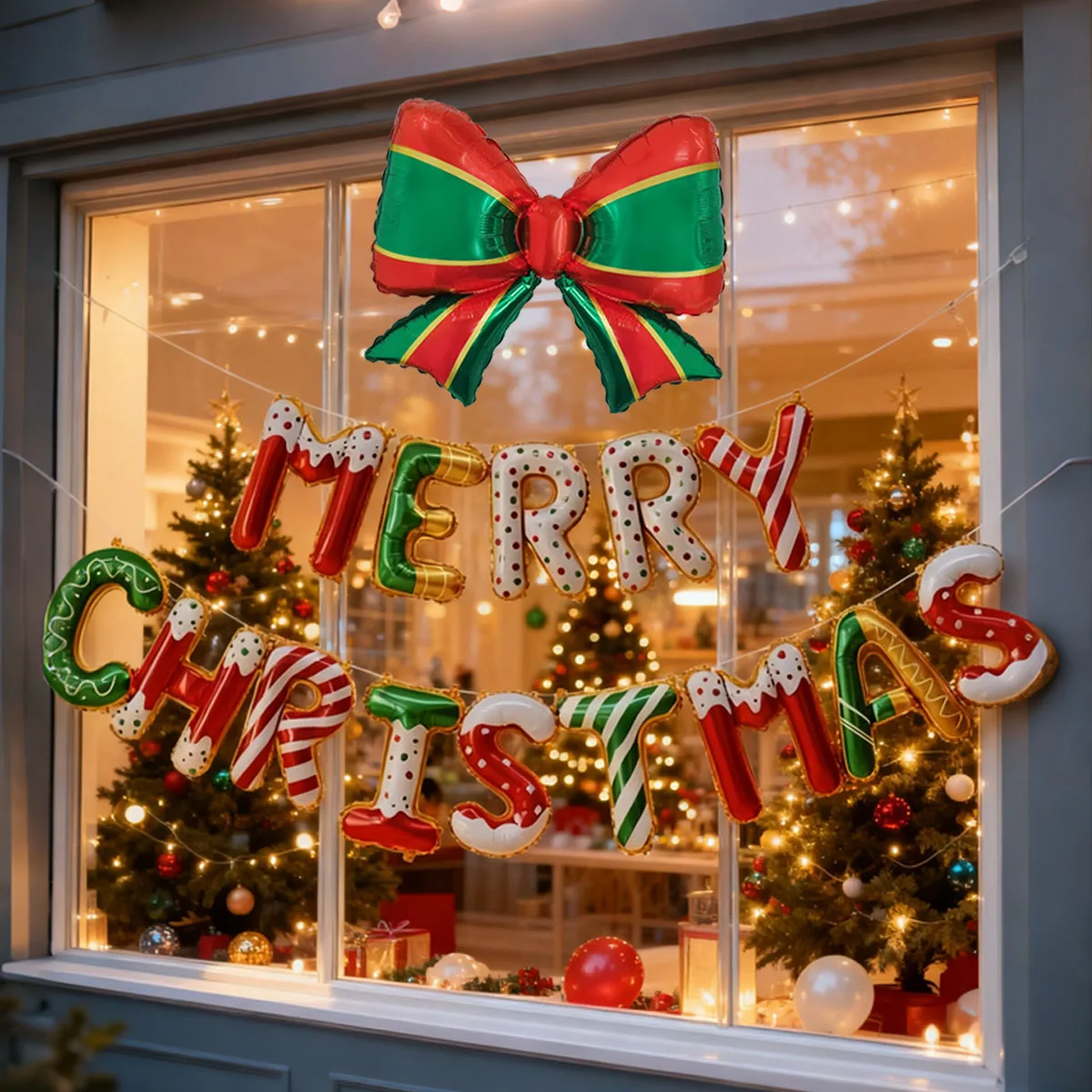 Weihnachtsballon-Set, Weihnachtsbrief und Schleife, Aluminiumfolie, Ballon, Weihnachten, Neujahr, Innen- und Außendekoration, Ballon