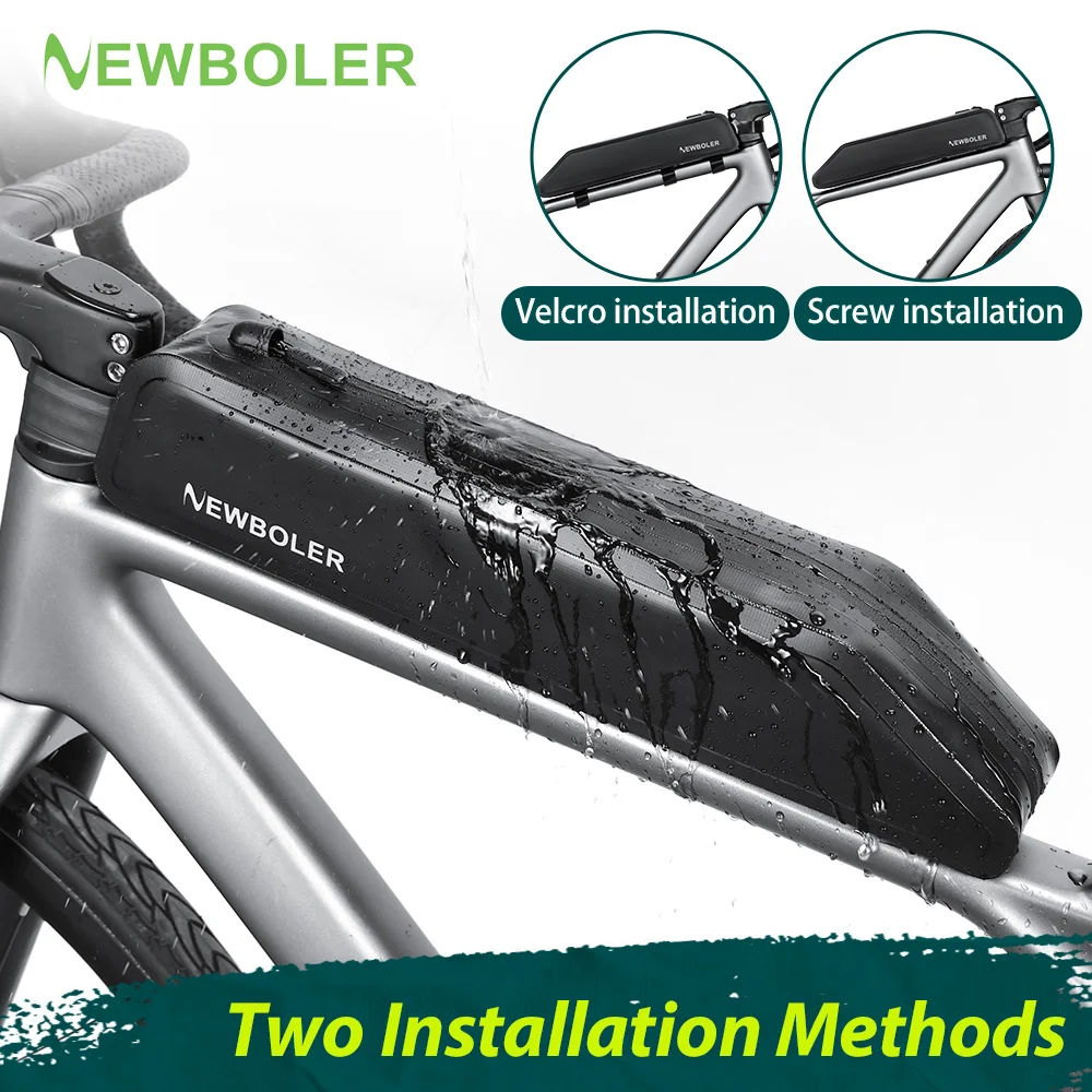 NEWBOLER 2L Gravel-Bike-Tasche Fahrrad-Oberrohrtasche mit Schrauben Wasserdichte PVC-Rahmentasche für Rennrad, MTB und Gravel-Bike