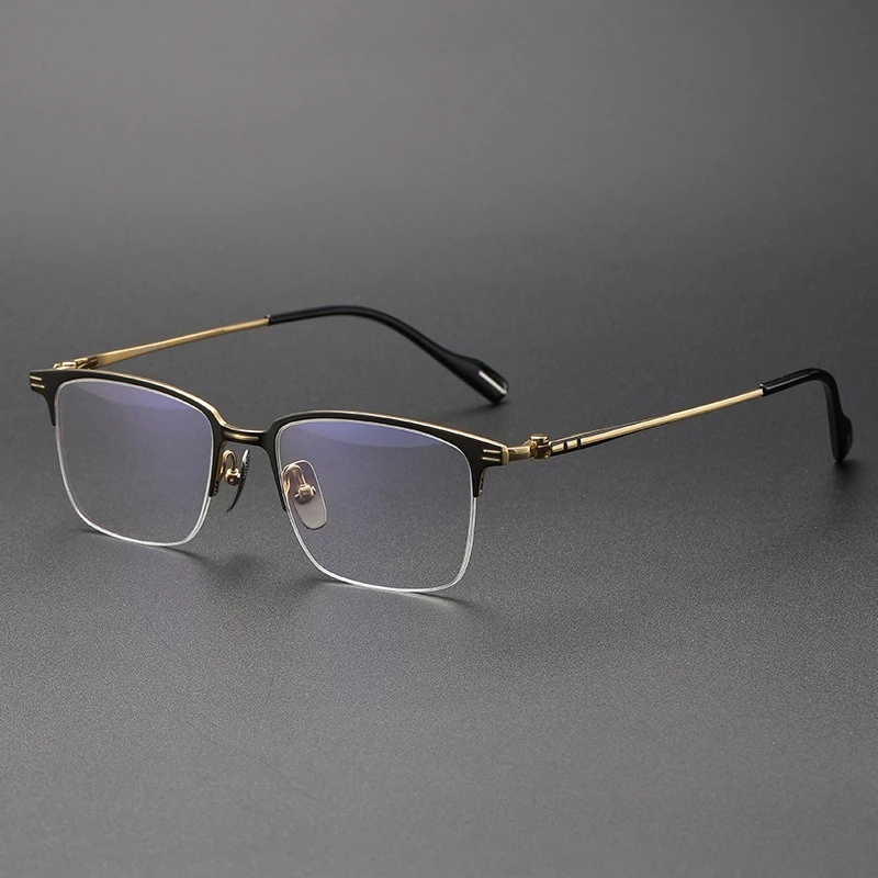 Titanium Large Half Frame Glasses 70802 Men's Casual Business Eyebrow Myopia Lenses Prescription Women Eyewear for Blue Light