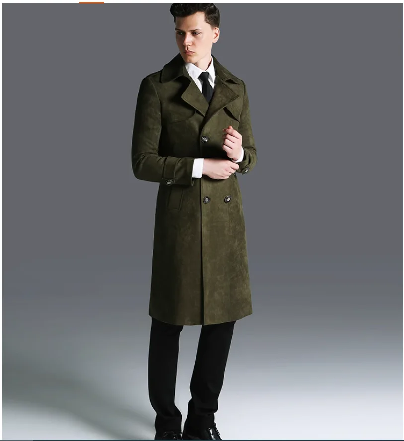 

Spring and Autumn British style Deer Skin Velvet Long Coat