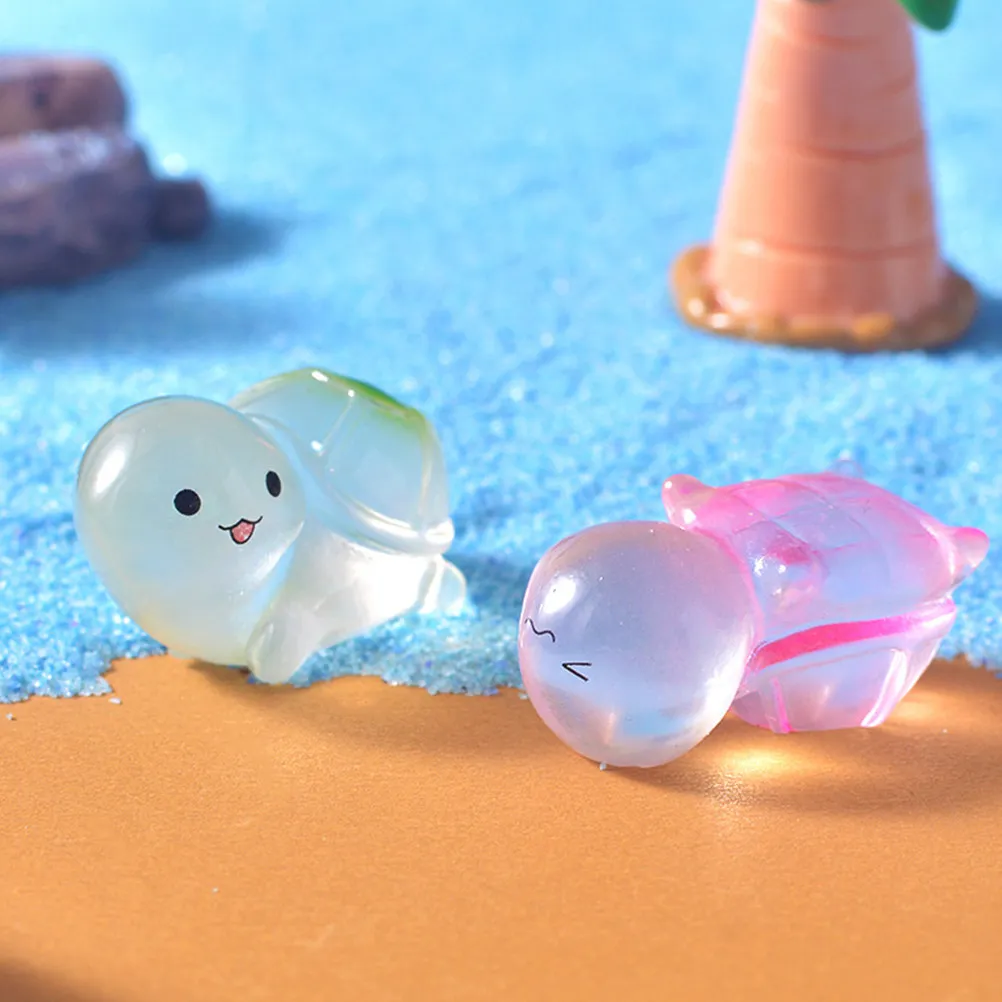 12Pcs Soft Glow Mini Resin Turtles Magical Tiny Tortoise Ornament for Miniature Landscapes Terrariums Plant Pots Home Office