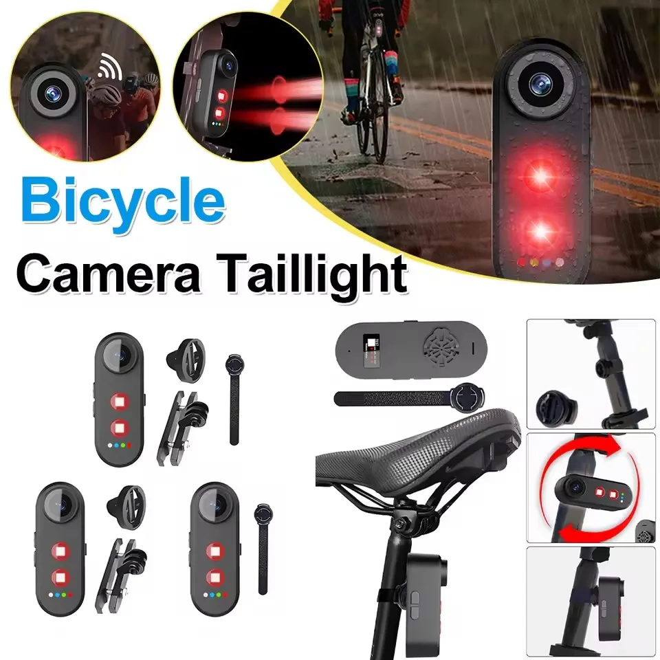 

Bicycle Camera Taillight with 150° Wide Angle and Brake Sensor Waterproof Night Riding Safety Rear Light Cycling Accessories