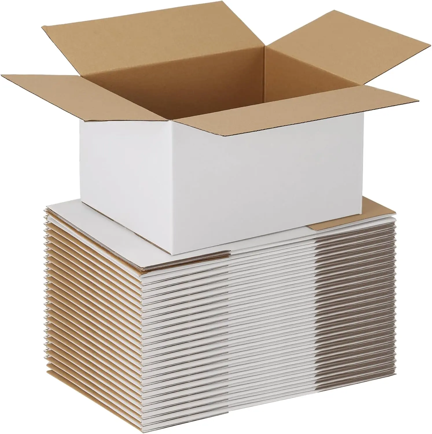 

25 Pack 10x8x6 White Corrugated Cardboard Boxes for Small Business Packaging, Moving, Mailing, and Storage