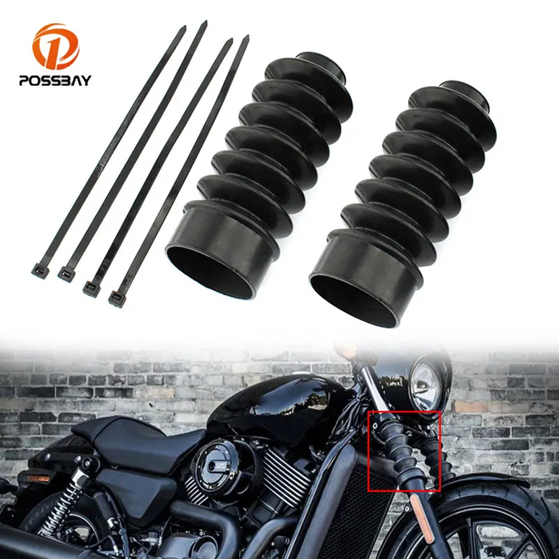 2 PCS Motorcycle Rubber Front Fork Cover Gaiters Gators Boots Shock Protector Dust Guard 39 mm Black For Harley FXD XL SPORTSTER