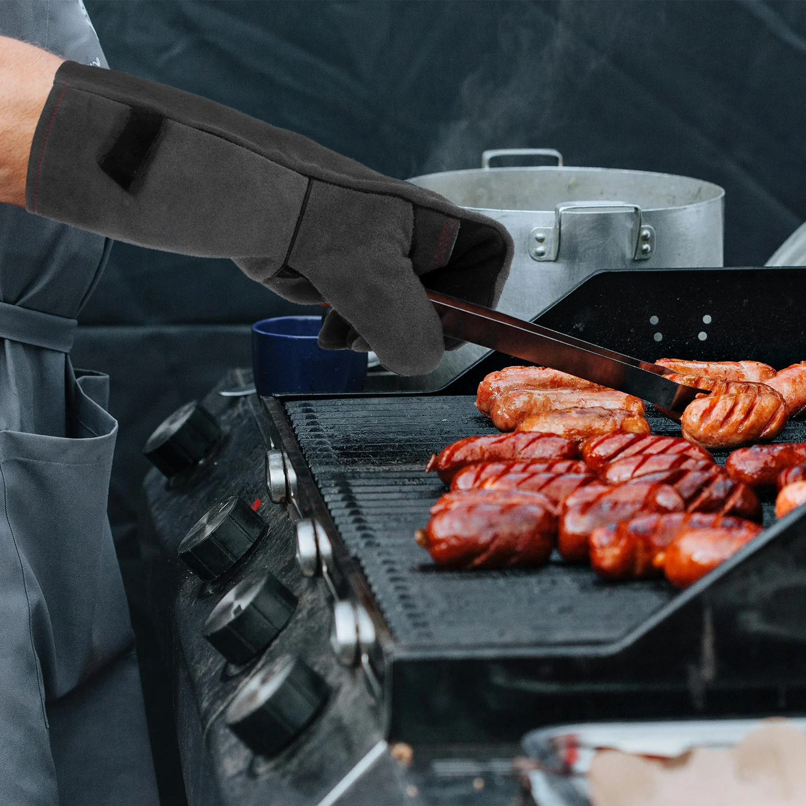 

1Pair Heat Resistant Gloves Heavy Duty Bbq Barbecue Cooking Oven Gloves Insulated Fireproof Grill Mitts