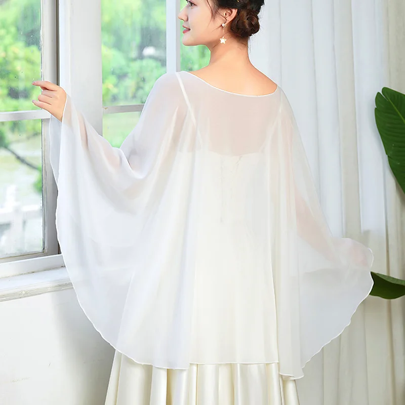 Women Ladies Chiffon Cape Shawl Evening Wedding Capes Shrug Bridal Jacket Wraps Accessories Long Shawl And Wraps Dress Cover Up