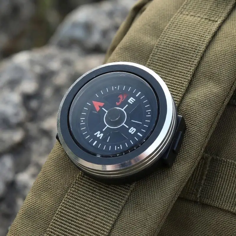 Mini Portable Pocket Compass Watch Strap Button Removable Survival Compass for Outdoor Hiking And Camping Tools