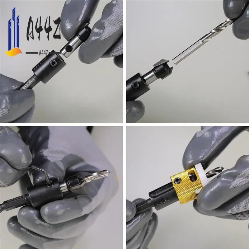 

A44Z-1/8X3/8Inch Carbide Tipped Countersink Drill Bits With Low Friction Depth Stop,1/4Inch Hex Shank Countersink Drill