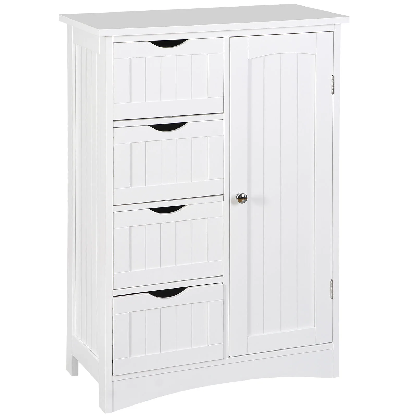 Bathroom Floor Storage Cabinet w/4 Drawers Adjustable Shelves Freestanding White United States