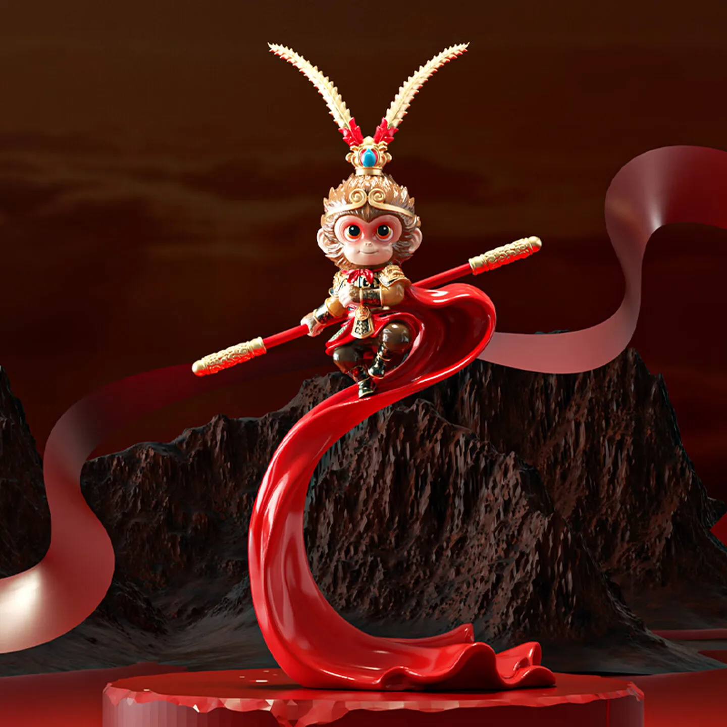 Large Mythic Monkey Warrior Figurine Flying Pose Decorative Statue for Living Room Entryway Office Desk Home Gift 컬렉션 장식 피규어