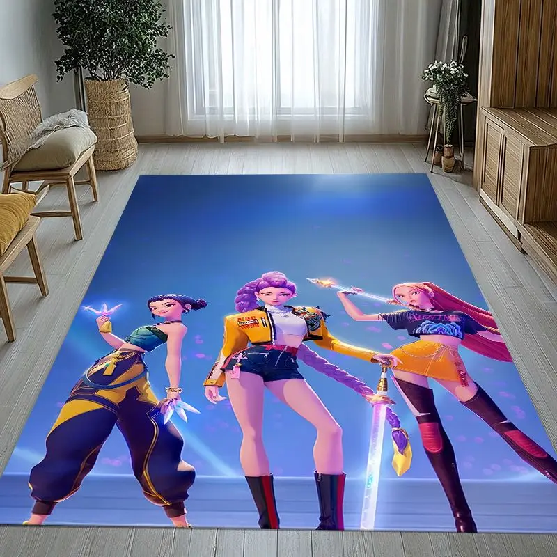 KPop D-Demon H-Hunters Girl Group Cartoon Soft Non-Slip Area Rug for Living Room,Bedroom Playroom Carpet Mat for Sofa,Home Decor