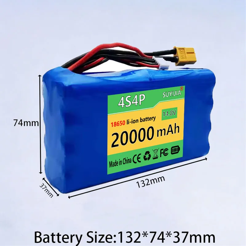Rechargeable Lithium-ion Battery Drone 4S4P 14.8V (16.8V) 20Ah 18650, Suitable for Drones and Multi Rotor Aircraft