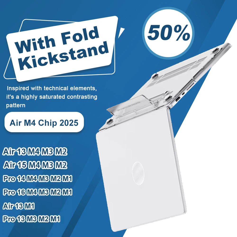 

2025 New For Macbook Air 13 M4 M3 M2 2025 2022 Case For MacBook Pro 14 16 M4 2024 For MacBook Air 15 M4 2025 With Fold Kickstand