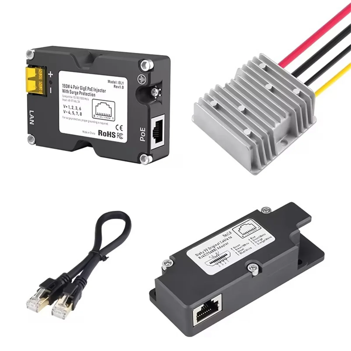 

A10Z-CB1 Antenna Adapter PoE Injector for Starlink V2 Cable Adapter to RJ45, for Starlink Conversion Cable and
