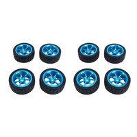 2 Set 65Mm Metal Wheel Rim + High Grip Rubber Tires Tyres For Wltoys 144001 A959 A959-B 124019 124018 RC Car Parts,Blue