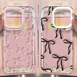 Cute Pink Heart Bow Phone Case For Samsung Galaxy A55 A35 A25 A15 A05s A54 A24 A14 A05 A13 A53 A33 A23 4G 5G Back Cover