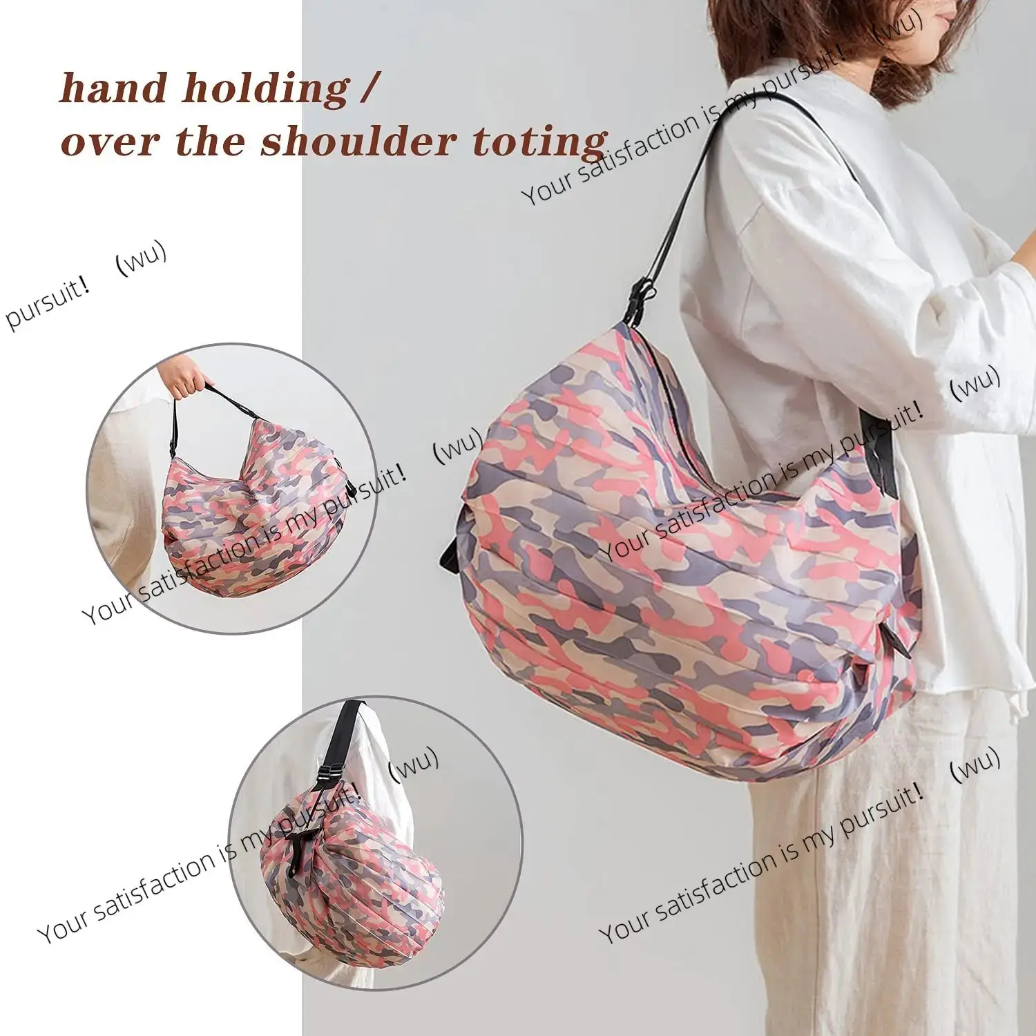 1PCS Folding Eco-friendly Shopping Bag, Travel Shoulder Portable, Thickened Grocery Bag, Supermarket Eco-friendly Bag