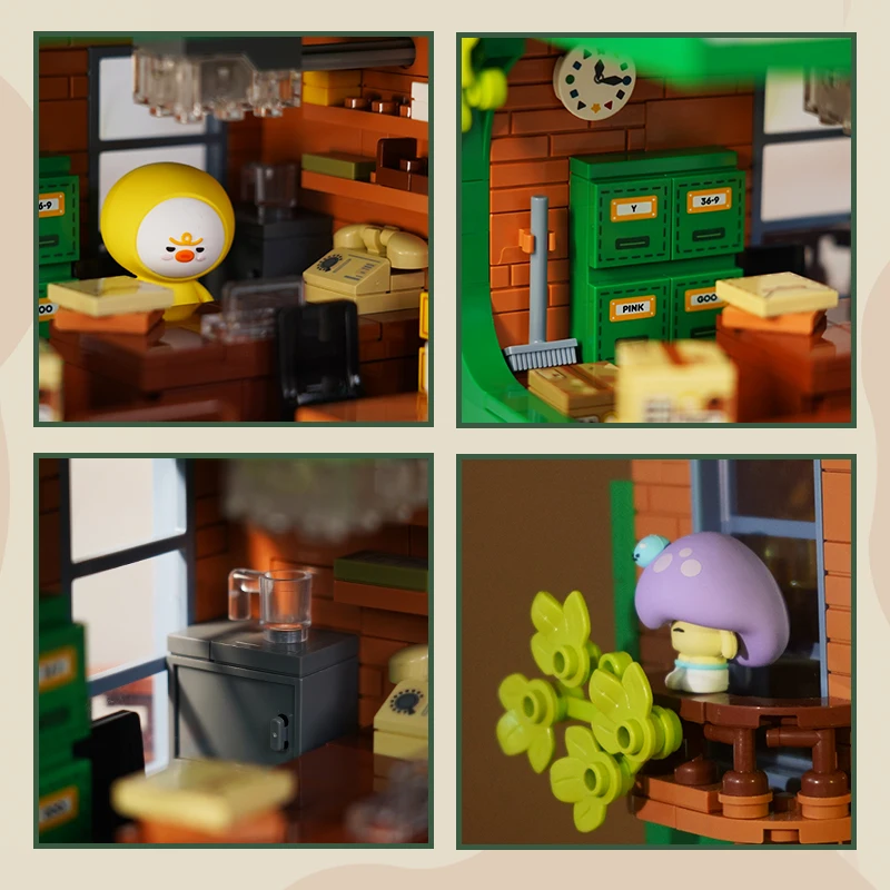 MOC Post Officemodel-Juego de bloques de construcción, vista de casa de calle con luz, montaje educativo, bonitos juguetes de Navidad, regalos de cumpleaños