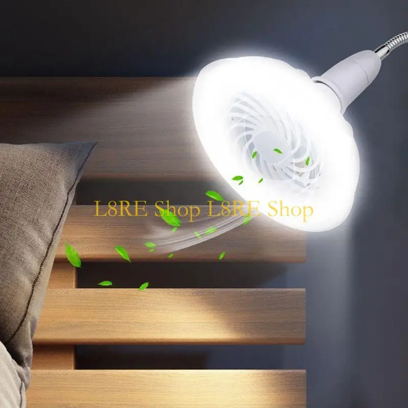 L8RE E27 Ceiling Fan with LED Light Bulb for Home Office Night Market Book Room
