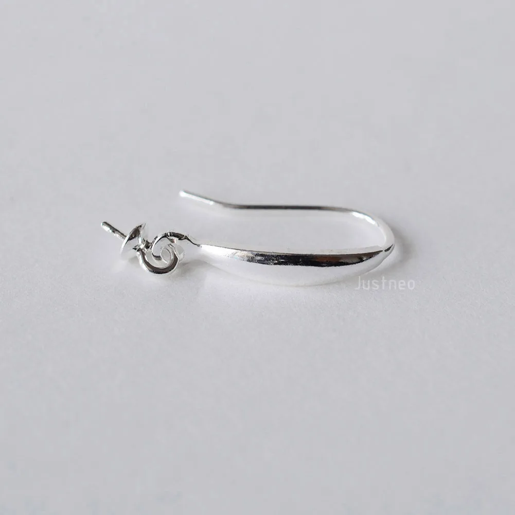 Solid .925 Sterling Silver Earring Hooks with Eyepin Bead Caps, French Ear wire Dangle Pearl Earrings , DIY Accessories