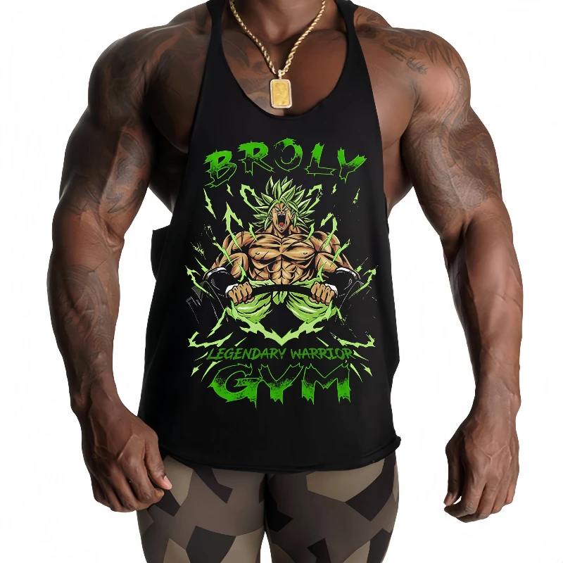 Tank Top Ringan Pria, Desain Dragon Ball, Tank Top Lembut untuk Gym, Pembentukan Otot & Sesi Latihan Harian Berintensitas Tinggi