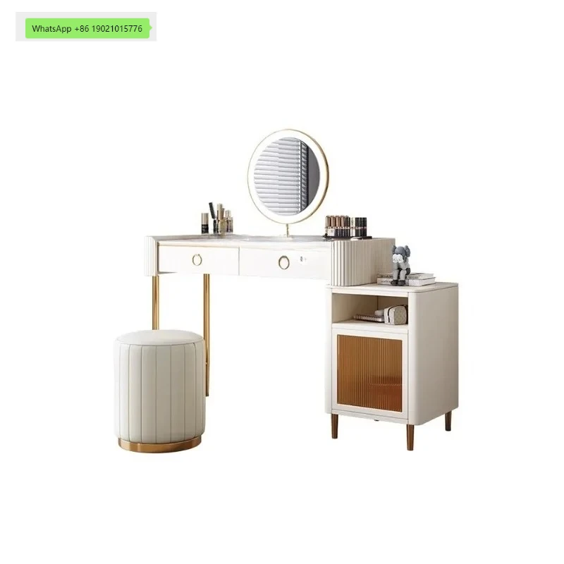 xz1Italian Affordable Luxury Style Led Three-Color Variable Light Dressing Table Simple Modern Bedroom Paint Craft Storage Dress