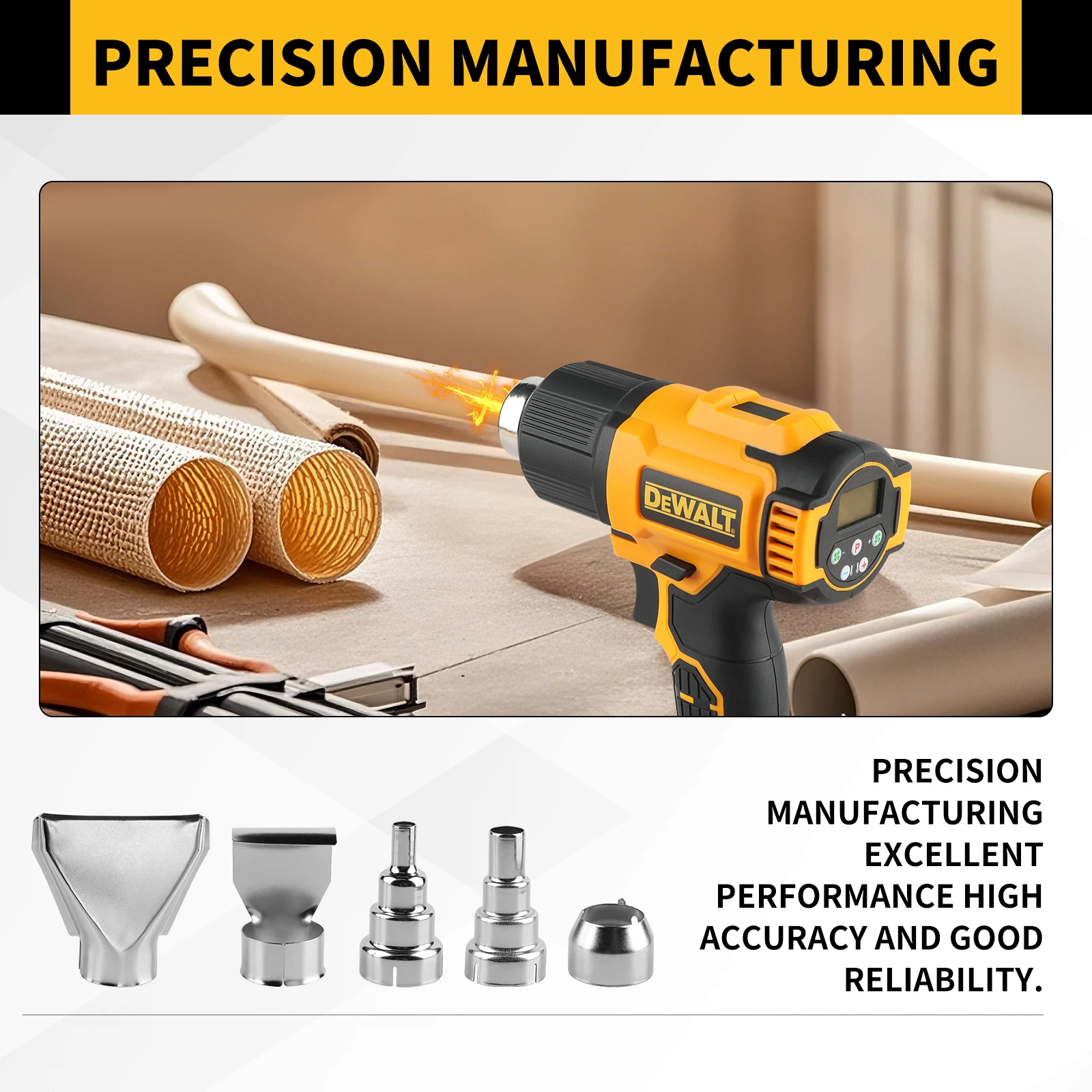 أداة مسدس الحرارة اللاسلكي DEWALT DCE530N فقط يتقلص التغليف مسدس هواء ساخن كهربائي صناعي منفاخ حراري