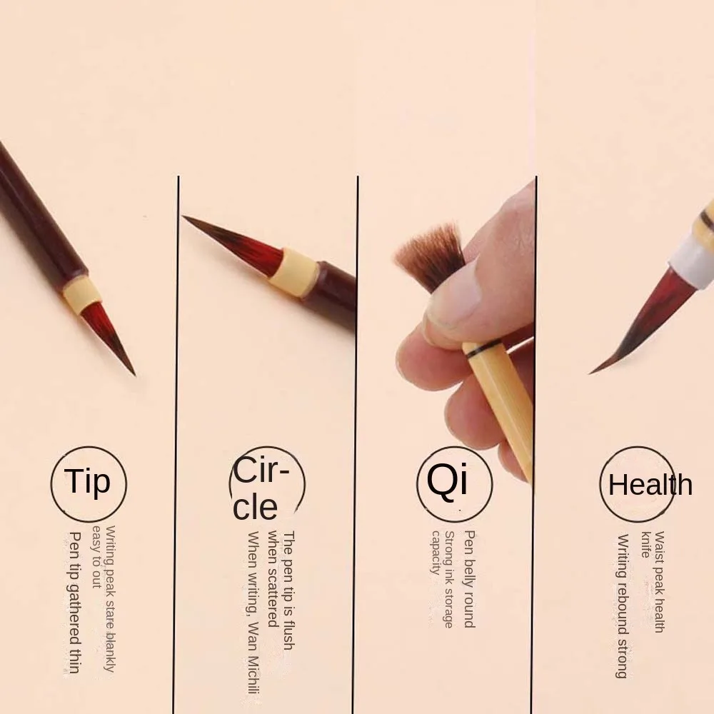 2pcs Soft Hair Chinese Brush 0.5cm Imitation Rabbit Hair Painting Pen for Chinese Soft Grip Lightweight Hook Line Pen