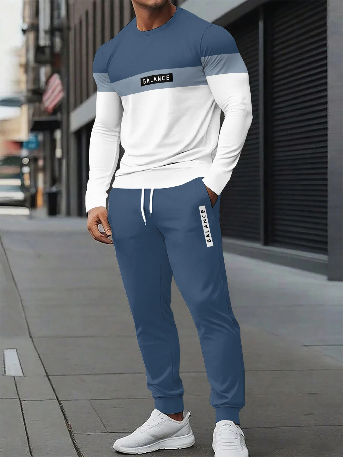 

Autumn and Winter Men Long Sleeve Set Paris Printed Pattern for Men Fashion Set Quick Drying and Breathable Long Sleeve Set