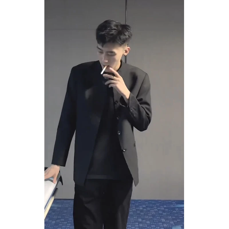 

Новый китайский костюм с подкладкой и овальными плечами, мужской весенне-осенний модный брендовый воротник-стойка, высококачественный костюм Haome Zhong...