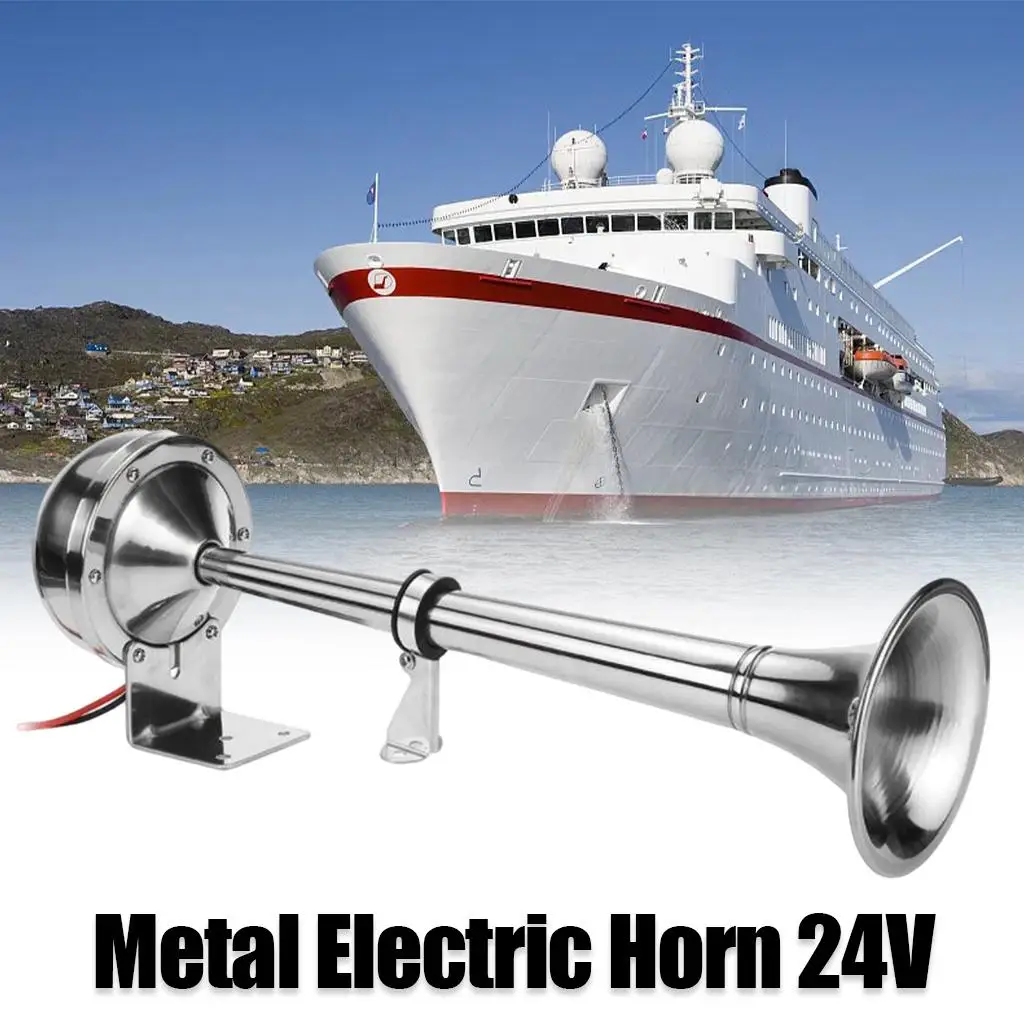 24V 150DB Horn, Stainless Steel, Single Air Trumpet, for Ship Trucks Train Lorry RV Trailer, Premium Quality