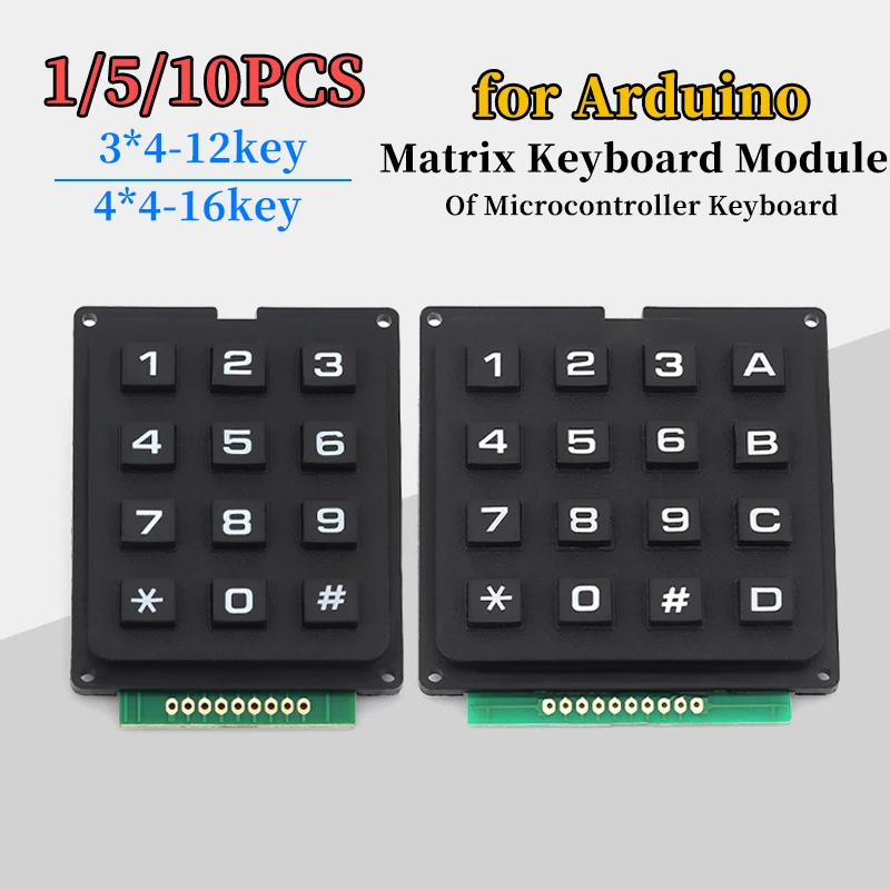1/5/10pcs 3*4 4*4 Matrix Switch Keyboard Keypad Module for Arduino Development 12key 16key Keypad Array Module