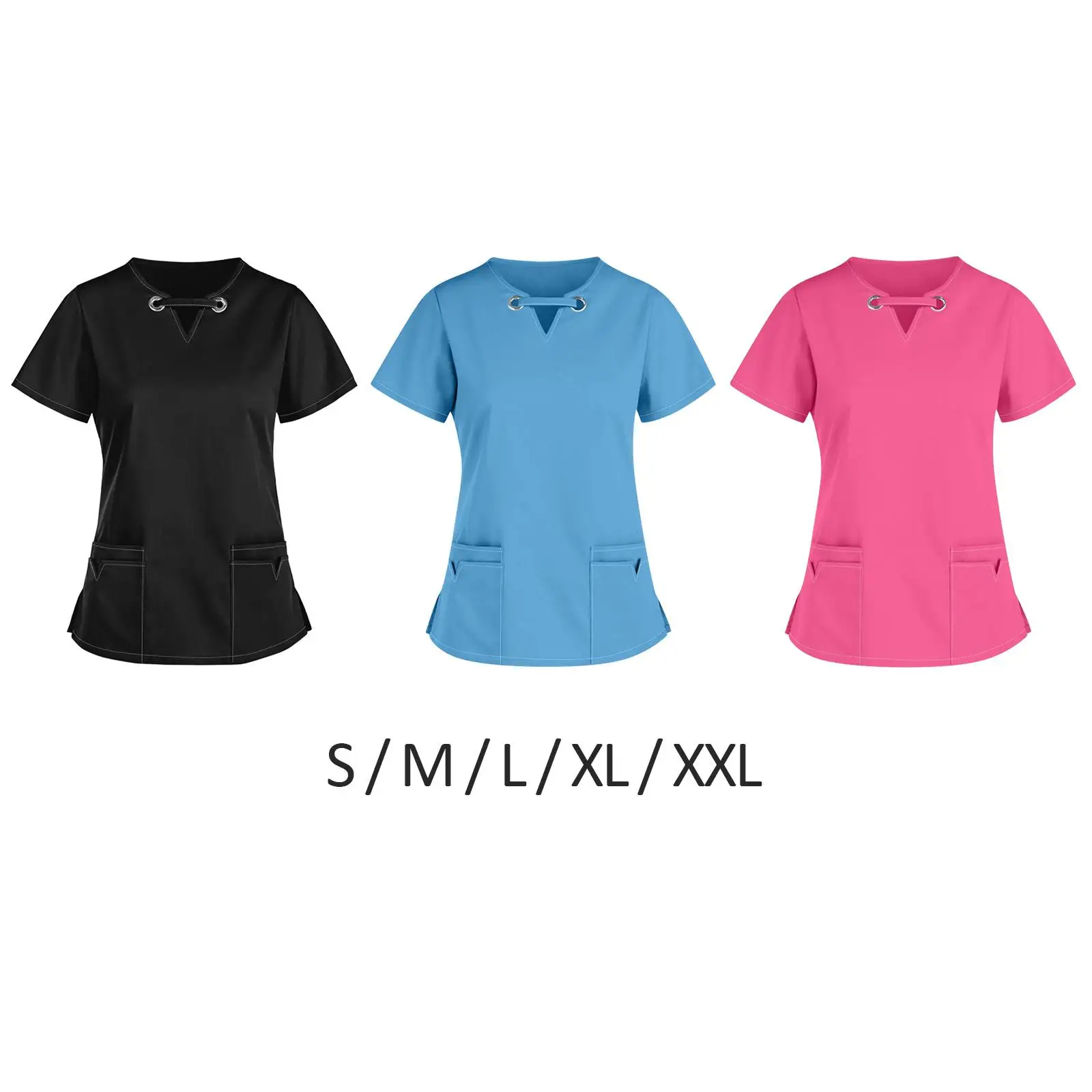 

Womens V Neck Scrub Top Clothes Work Clothing Female Scrub Top Nurse Scrub Top for SPA Cosmetology Beauty Center Pet Groomer