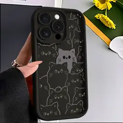 Funny Cats Graffiti Soft Case For iPhone 11 12 13 14 15 Pro Max 14 15 Plus XS Max XR X 7 8 6 6S Plus Cases Lens Protective Cover