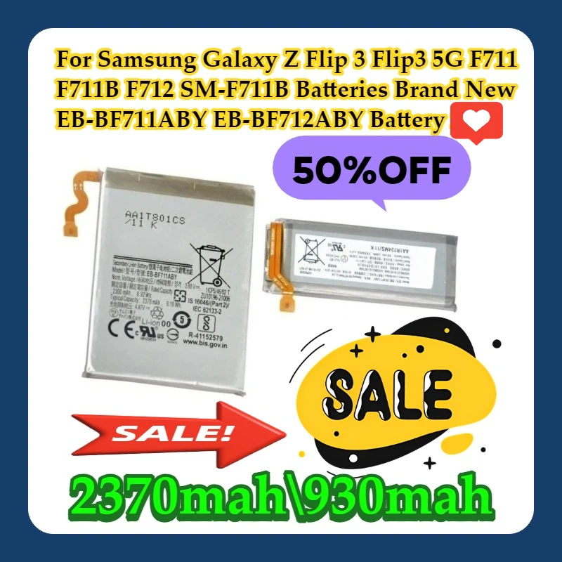 

For Samsung Galaxy Z Flip 3 Flip3 5G F711 F711B F712 SM-F711B Batteries Brand New EB-BF711ABY EB-BF712ABY Battery