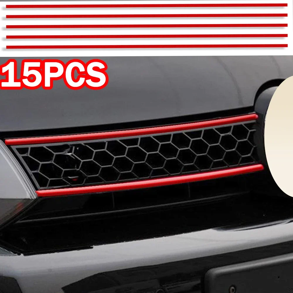 Reflective Car Strips Sticker Decals Waterproof Automobile Decoration Auto Front Hood Grille Mouldings Red Waterproof Stickers