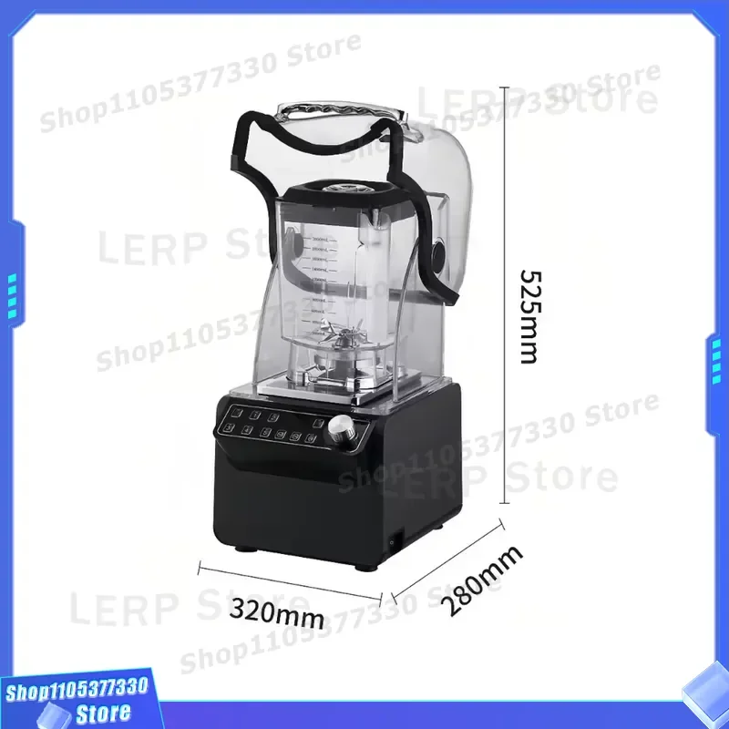 Commercial Smoothie Blender with Soundproof Cover Stepless Speed Control Automatic Mixer for Coffee Shop Bar Juice Making