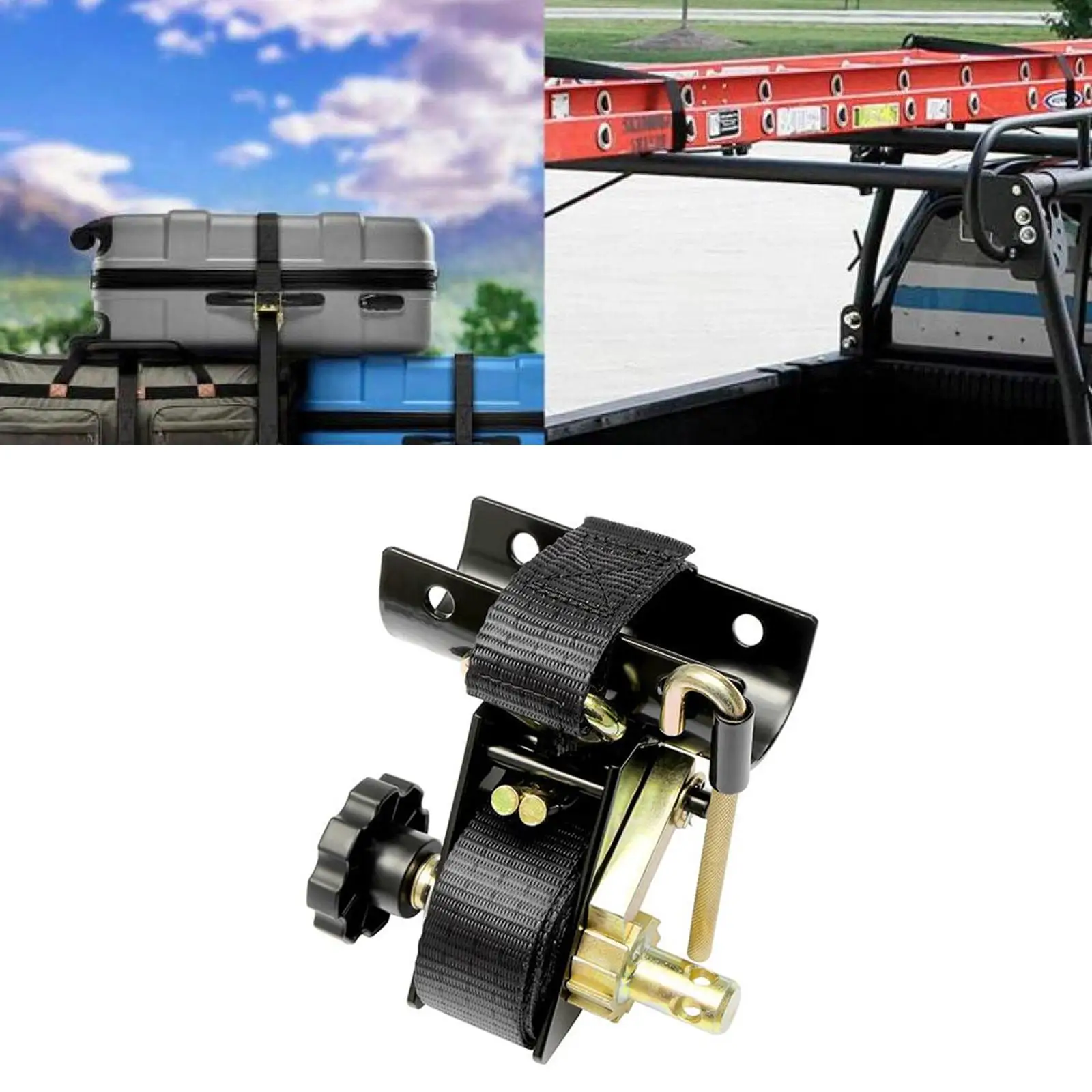 Ladder Rack Ratchet Strap 2inch Round Tube Mount 1.5inch x 7.5ft Strap for Boat Trailer Multifunctional Professional Accessories