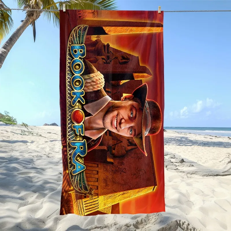 1pc Toalha de Praia de Microfibra B-Book of Ra Explorer Egyptian Adventure, Secagem Rápida, Super Absorvente, Livre de Areia, Toalhas de Banho Macias