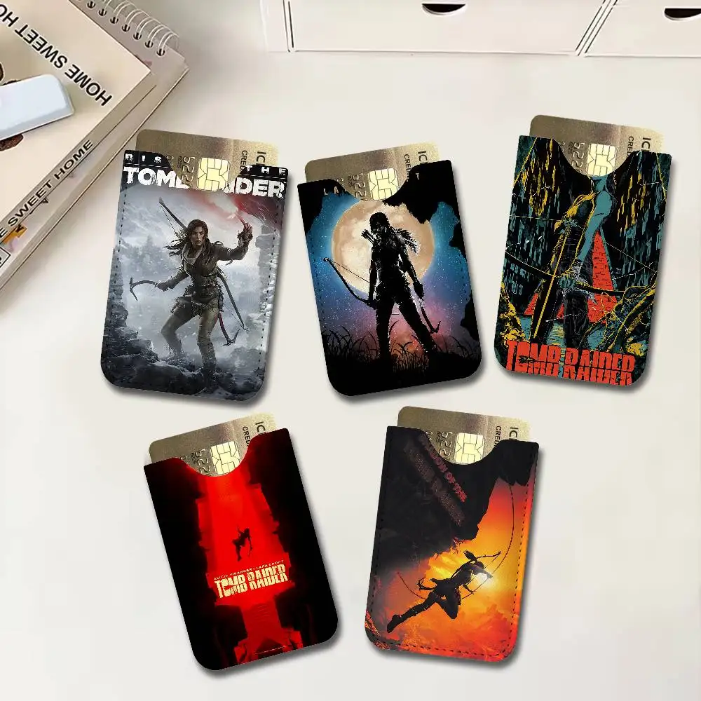 Action Game T-Tomb R-Raider Pu Leather Credit Card Holder Slim Business Cardholder Anti Theft Id Organizer for Men Women Outdoor