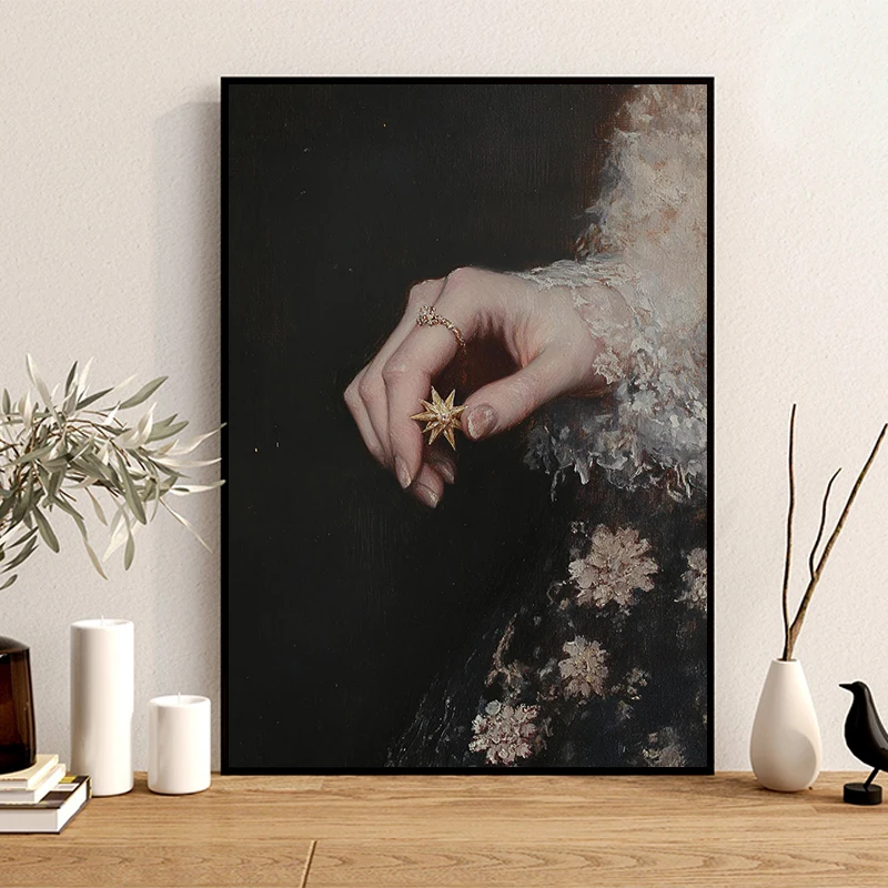 خمر القوطية الظلام أناقة امرأة الملصقات قماش الطباعة رومانسية المكابري جدار صورة فنية لغرفة المعيشة ديكور المنزل الهدايا