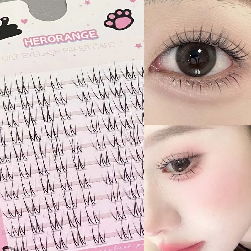 HERORANGE Pure Look Glueless Eyelashes 60 Clusters C Curl Self Adhesive Realistic Lashes for Beginners