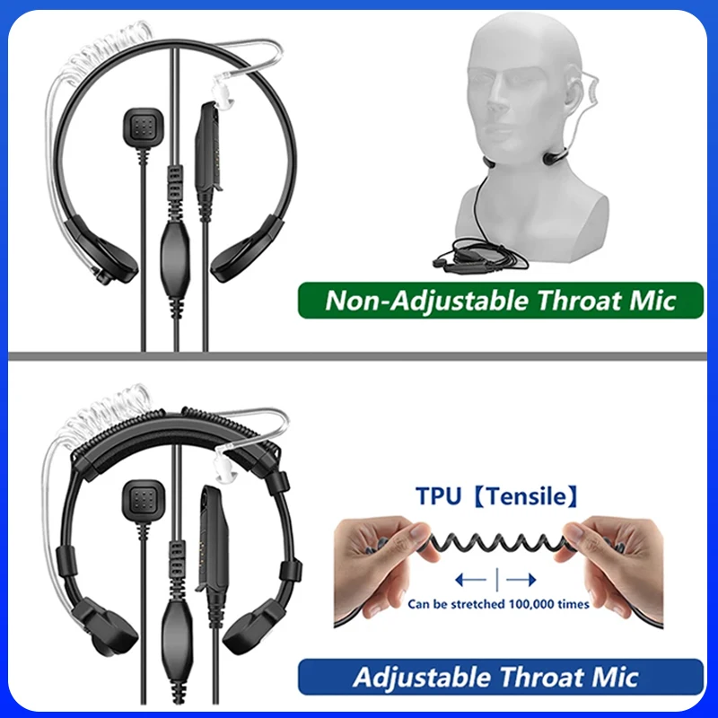 Baofeng UV-68 Pro Max قابل للتعديل الحلق Mic UV-9R Pro غير قابل للتعديل التكتيكية الصوتية سماعة رأس بأنبوب ل UV-S22 UV98 Pro سماعة الأذن