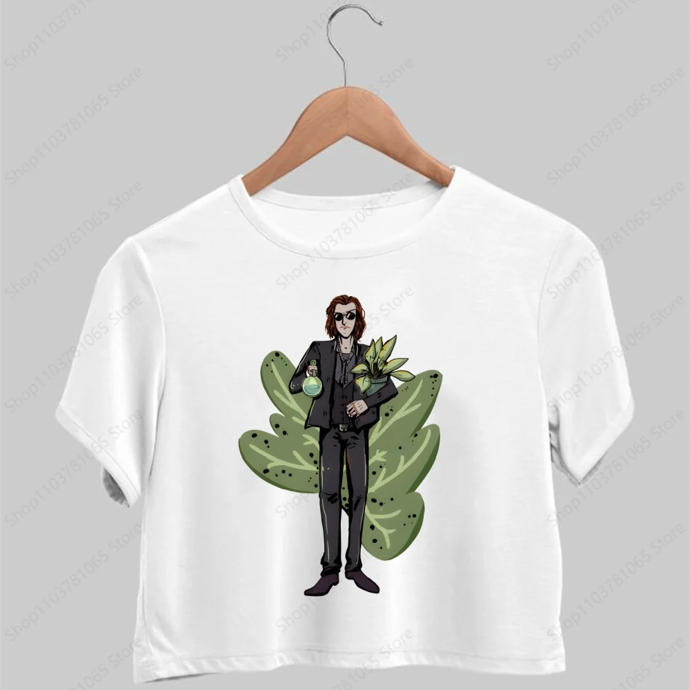 Good Omens Tshirts Women Fashion Summer Crop Tops Hip Hop Girl Printed Top Navel Shirt Streetwear Harajuku Funny Tshirt