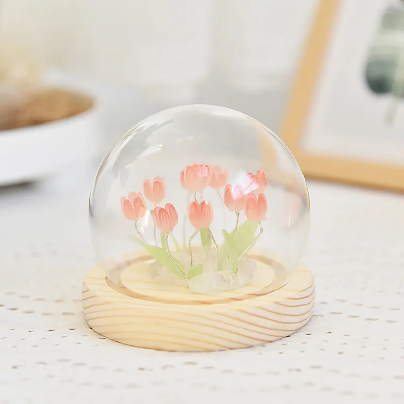 100Pcs/Lots Creative Night Light, Tulip Glass Cover Luminous Home Ornament, Creative Gift for Girlfriend, Ambient Light