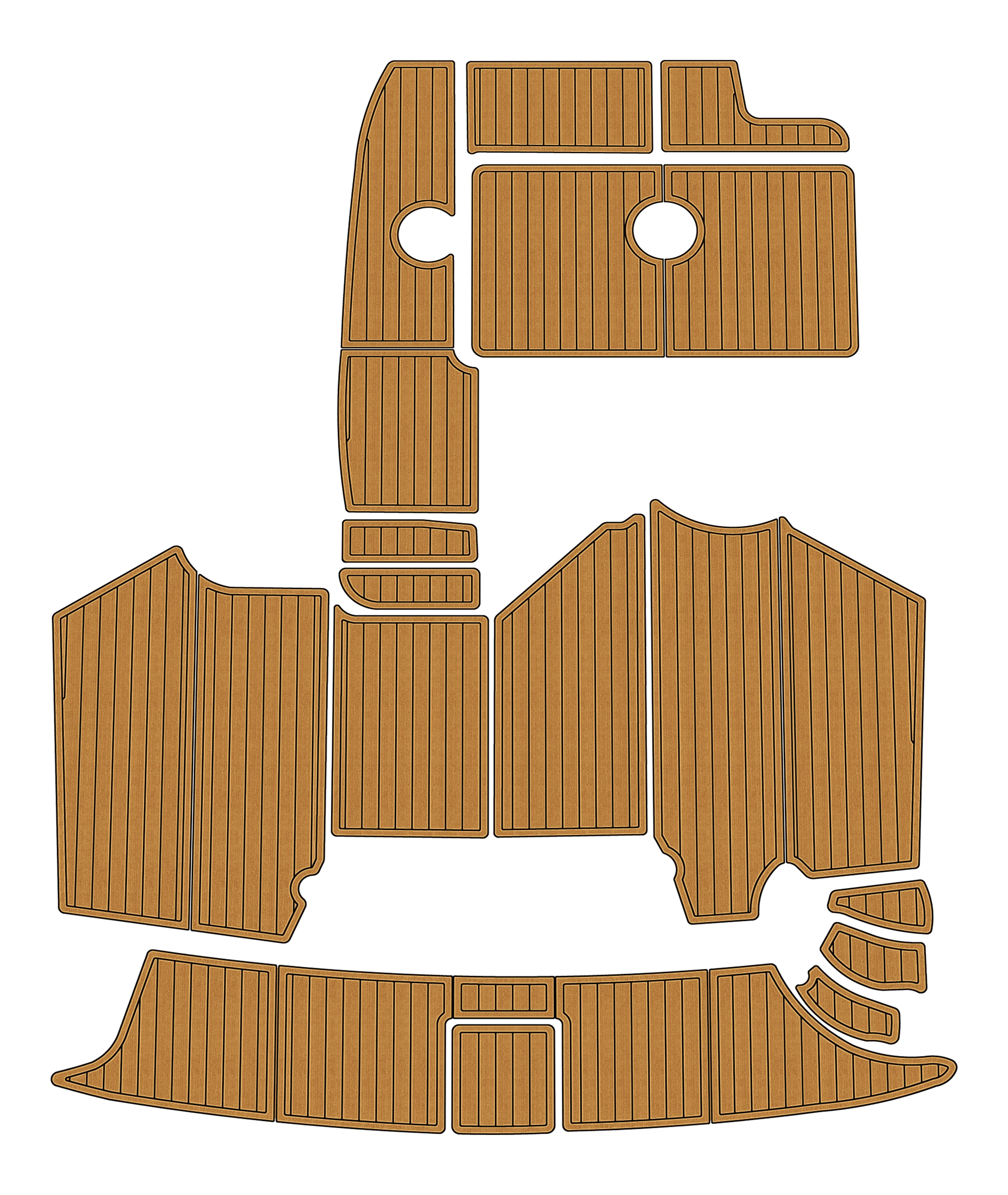 Non-Slip EVA Faux Teak Marine Mat Self-Adhesive 6mm Yacht Cockpit Pad for 1997-1999 Sea Ray 370 AFTWak Boat Decking Easy Install